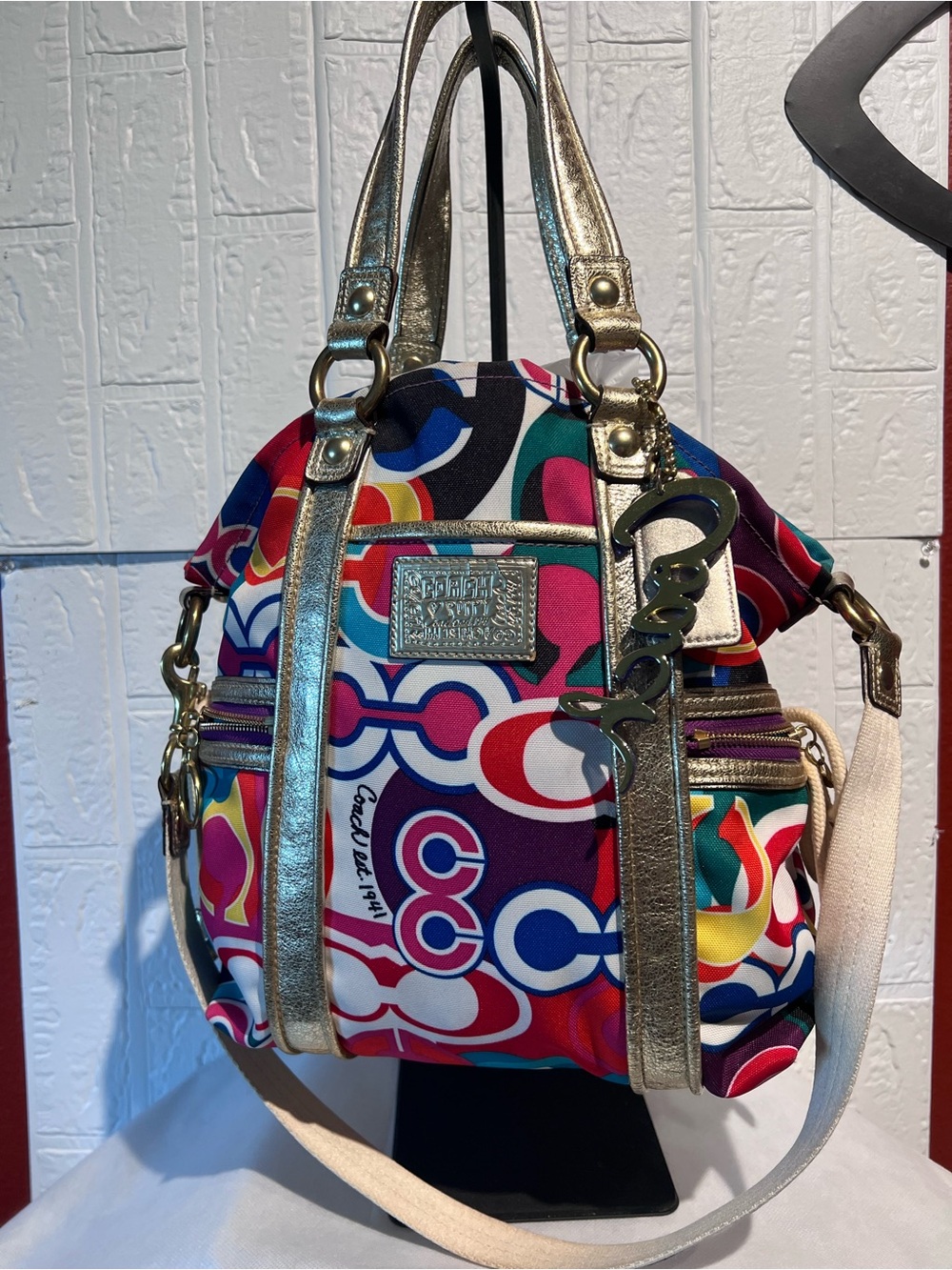 Vintage Coach Poppy Spotlight Op Art Graffiti Canvas handbag